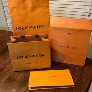 Louis Vuitton Orange Branded Paper Bags and Box Set